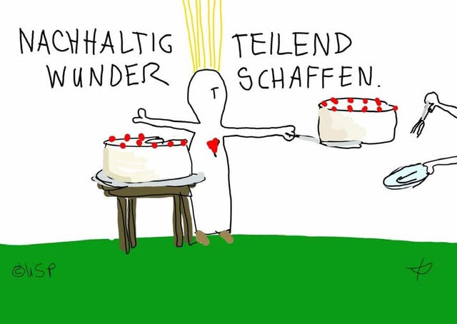 Postkarte "Nachhaltig teilend Wunder schaffen"