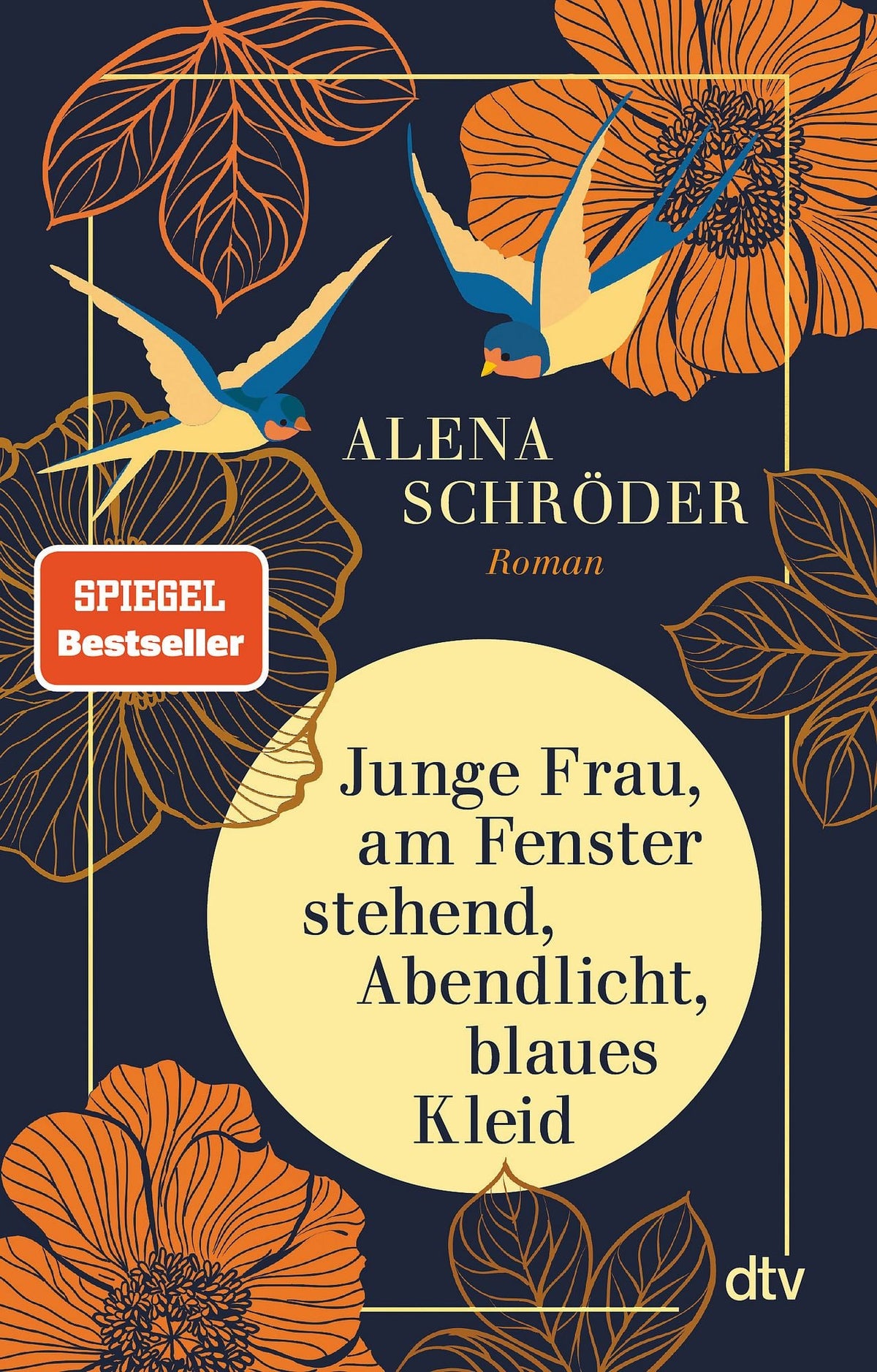 Junge Frau, am Fenster stehend, Abendlicht, blaues Kleid - Taschenbuch