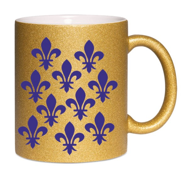 Glitzertasse gold mit französischer Lilie - 10 Lililen