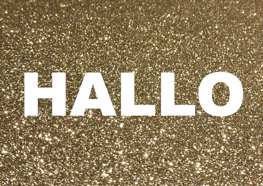 Glitzer Postkarte "Hallo"