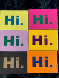 Postkarte mit Glitzerschrift "Hi."