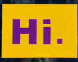 Postkarte mit Glitzerschrift "Hi."