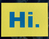 Postkarte mit Glitzerschrift "Hi."
