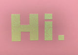 Postkarte mit Glitzerschrift "Hi."