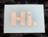 Postkarte mit Glitzerschrift "Hi."