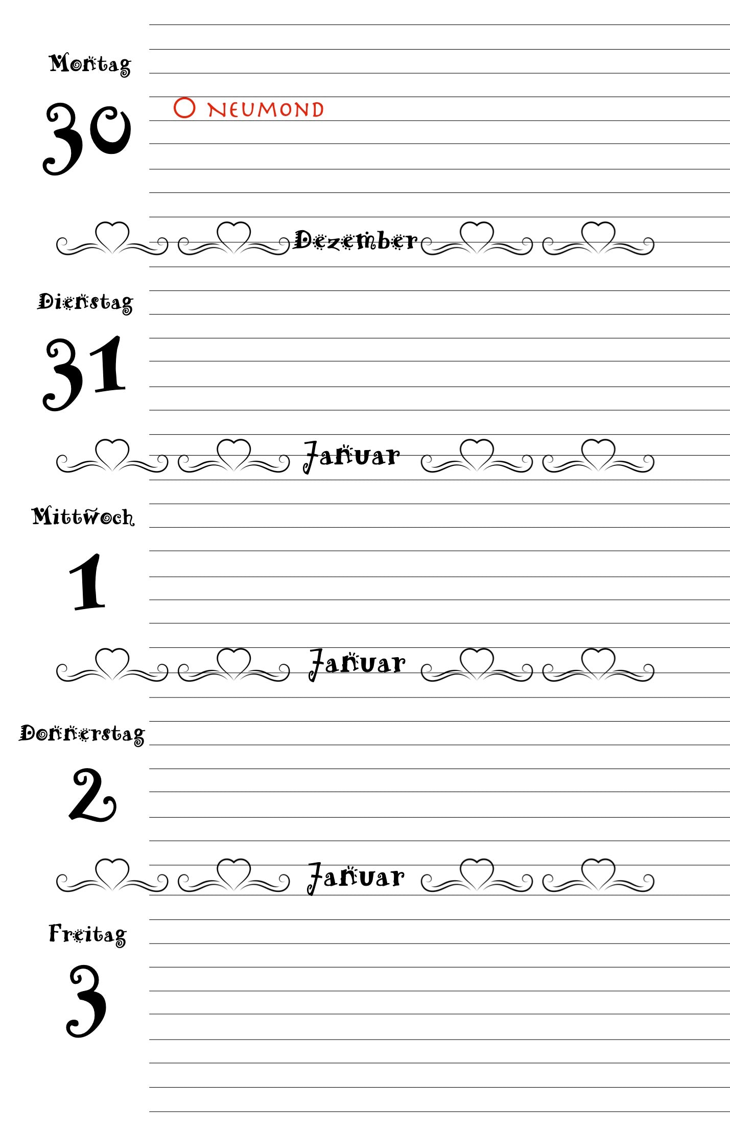 Mond Kalender 2027