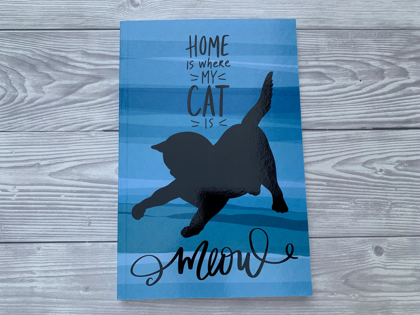 Notizbuch blau - schwarze Katze