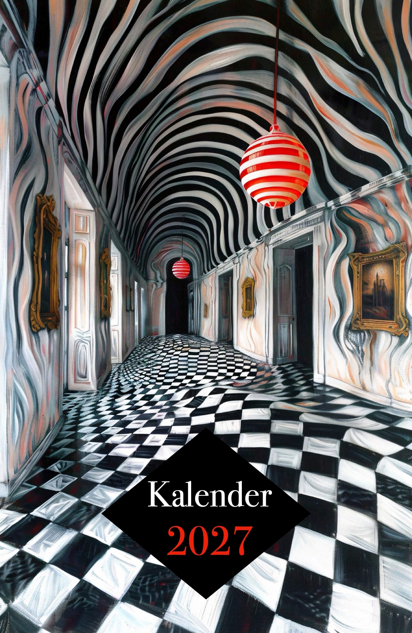 Kalender 2027 schwarz weiß kariert