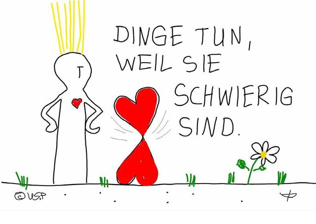 Postkarte "Dinge tun, weil sie schwierig sind"