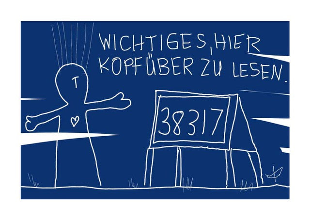 Postkarte "Wichtiges hier kopfüber zu lesen"