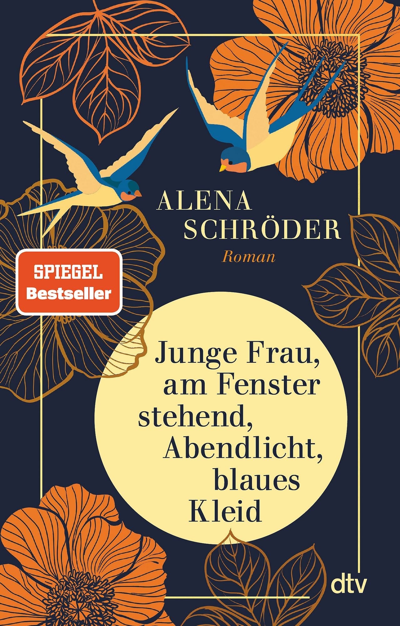 Junge Frau, am Fenster stehend, Abendlicht, blaues Kleid - Taschenbuch