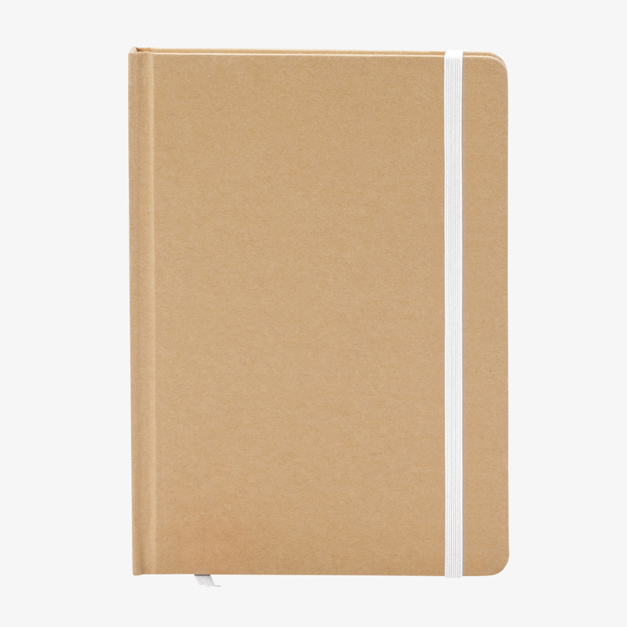 Notizbuch DIN A5 recycelter Kraftkarton blank weiß
