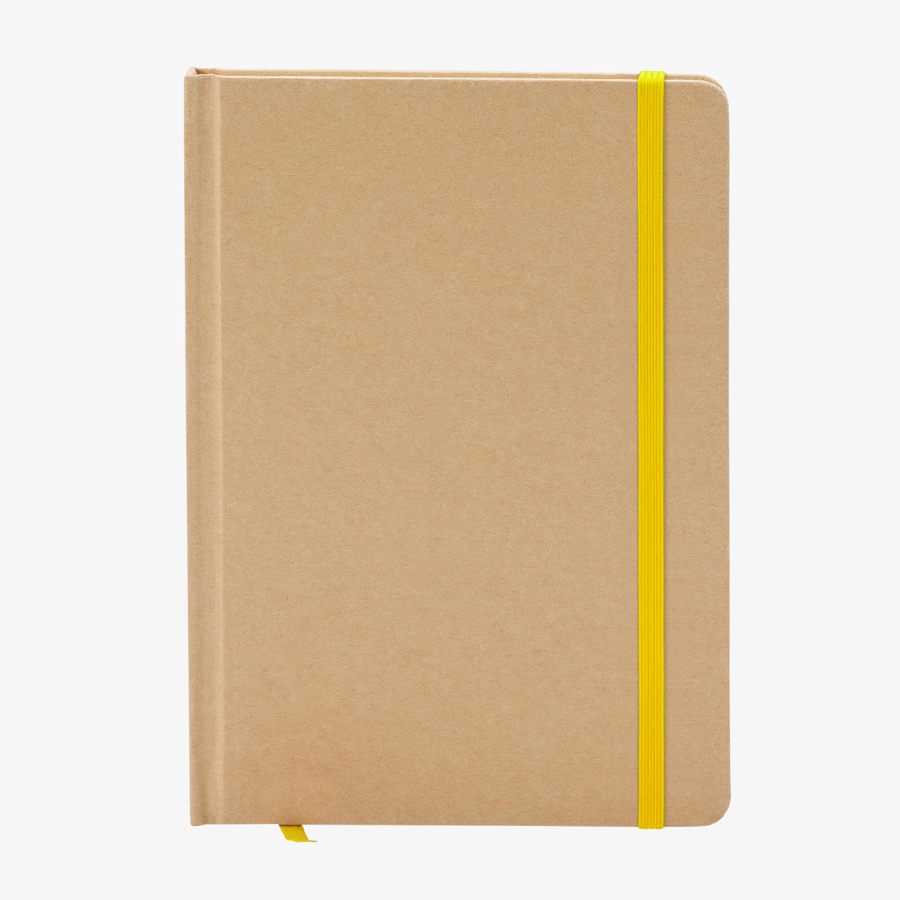 Notizbuch DIN A5 recycelter Kraftkarton blanko gelb