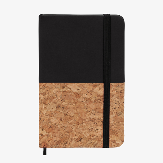 Notizbuch DIN A6 Kork und Kunstleder schwarz blanko