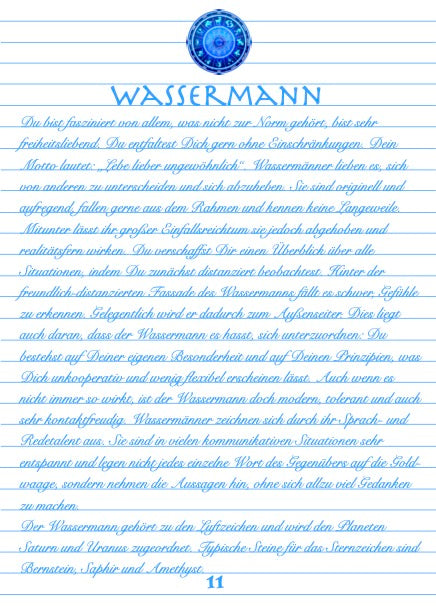Notizbuch 'Sternzeichen' - blaue Edition