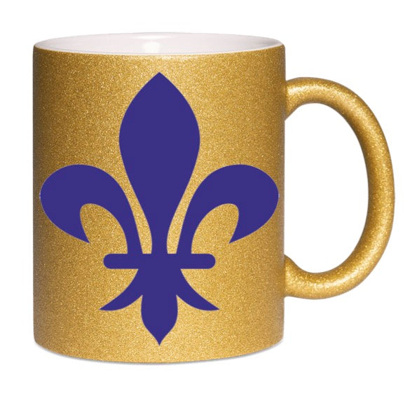 Glitzertasse gold mit französischer Lilie - 1 Lilie