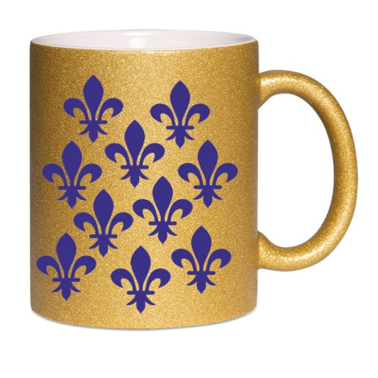 Glitzertasse gold mit französischer Lilie - 10 Lililen
