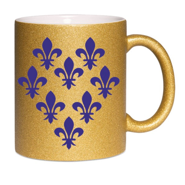 Glitzertasse gold mit französischer Lilie - 8 Lilien