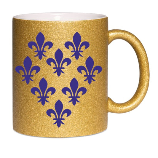 Glitzertasse gold mit französischer Lilie - 8 Lilien