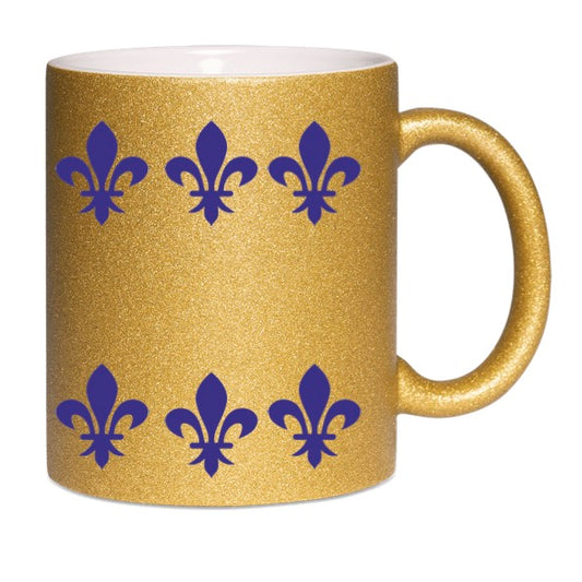 Glitzertasse gold mit französischer Lilie - 6 Lilien