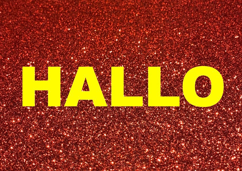 Glitzer Postkarte "Hallo"