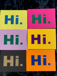 Postkarte mit Glitzerschrift "Hi."