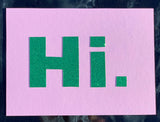 Postkarte mit Glitzerschrift "Hi."