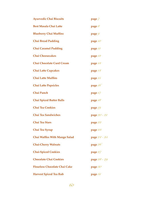 Chai tea cookbook